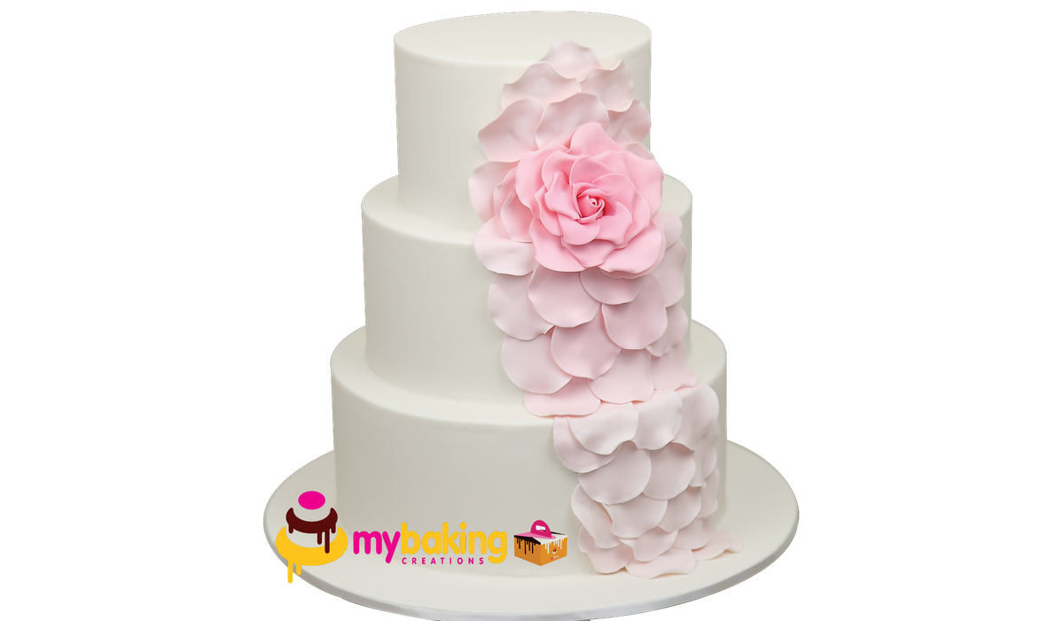 Elegant 3 tier white wedding cake San Francisco bakery